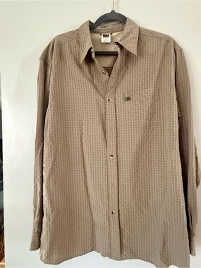 The North Face Men’s Medium Tan Check Grid Technical Trail Shirt LS